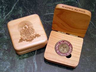 Kappa Alpha Order laser engraved challenge coin presentation box